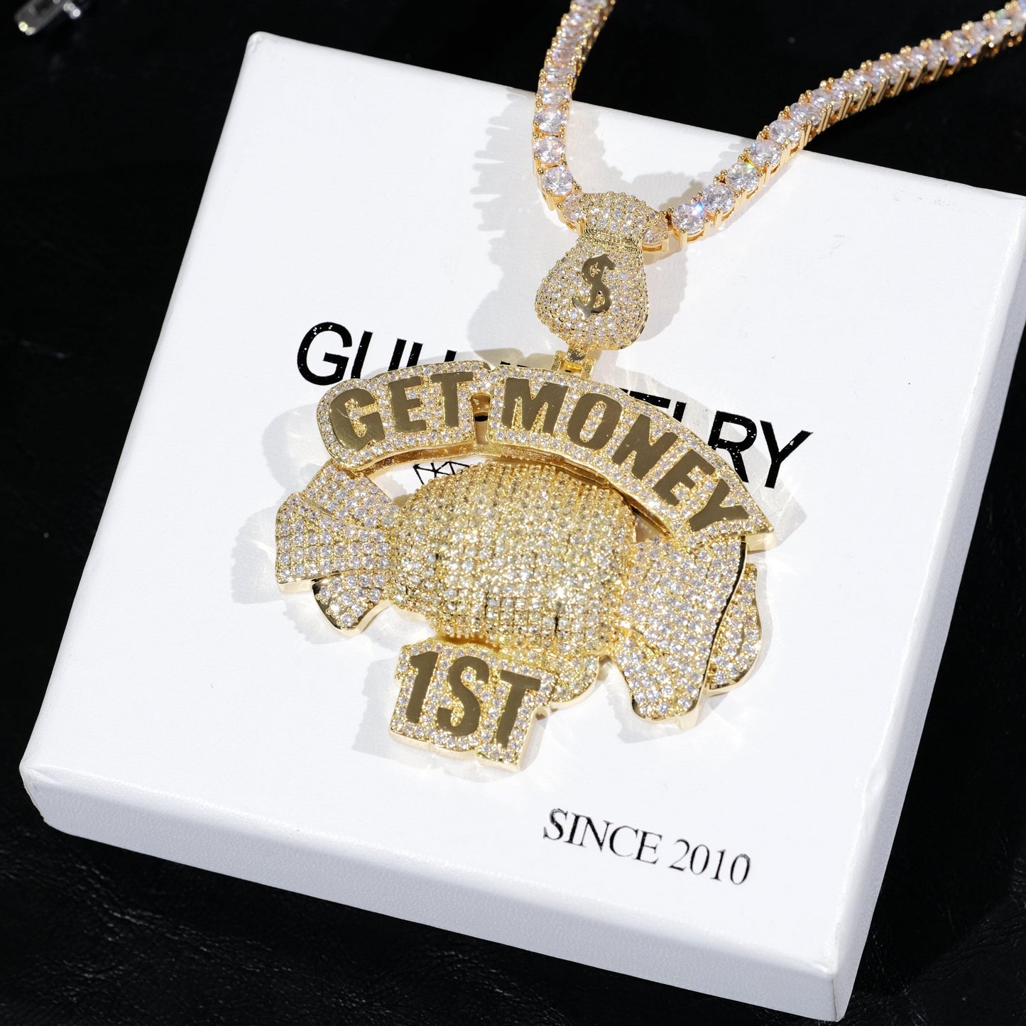 18K Gold-Plated Get Money First Iced Necklace