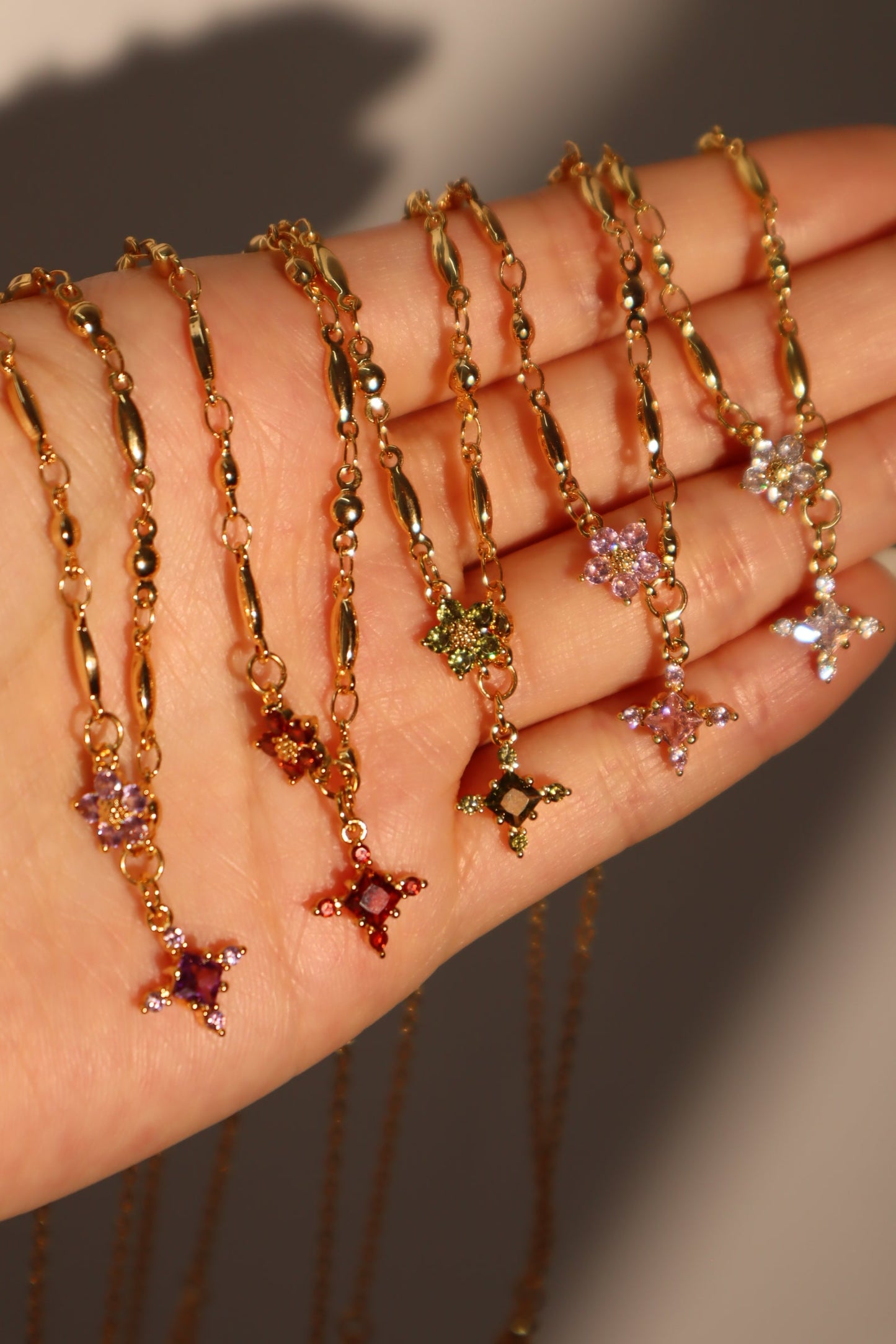 18K Real Gold Plated Peridot Starlight Cross Necklace