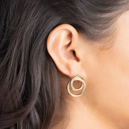 18K Gold Plated Double Loop Dangling Earrings