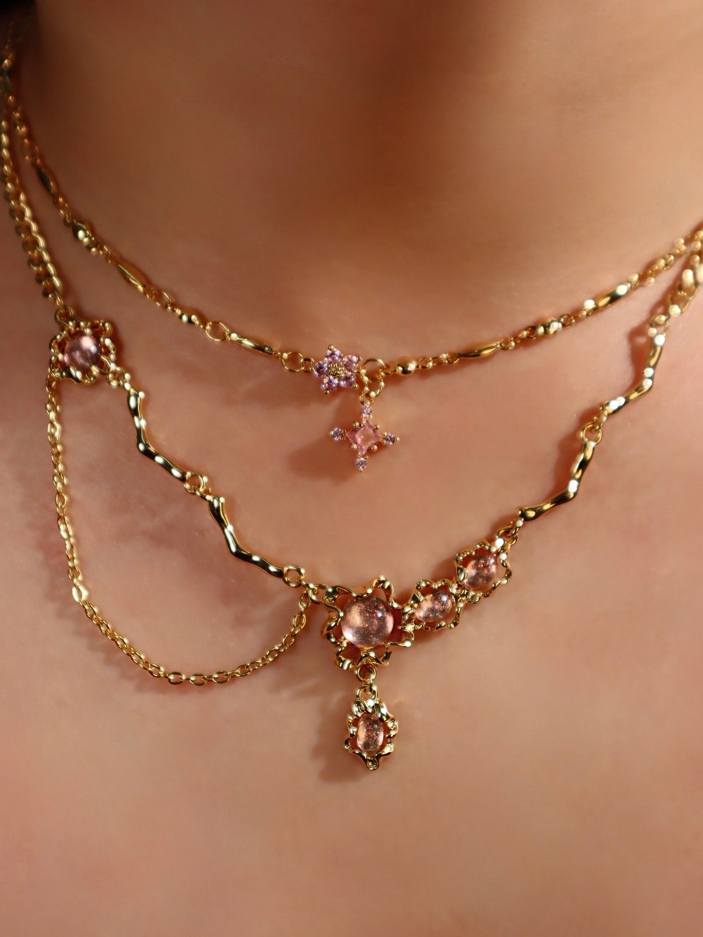 18K Real Gold Plated Tourmaline Starlight Cross Necklace