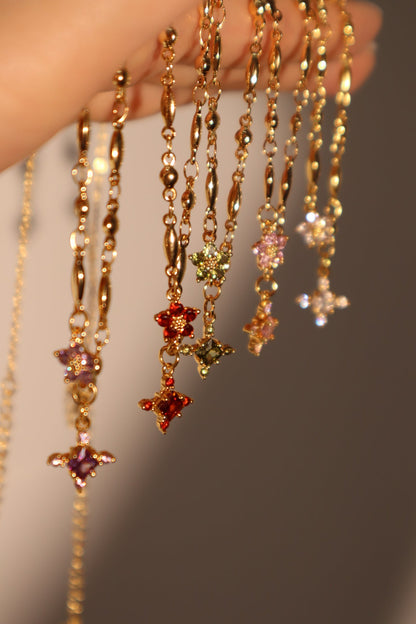 18K Real Gold Plated Tourmaline Starlight Cross Necklace