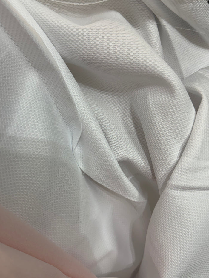 Italian Textured Cotton Mini Pique - White