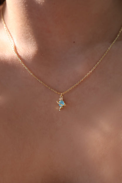 18K Real Gold Plated Saturn Star Necklace