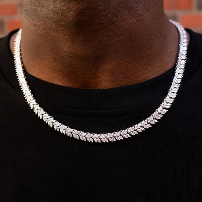 Baguette Evil Eye + Iced Herringbone + Baguette Tennis Chain Bundle