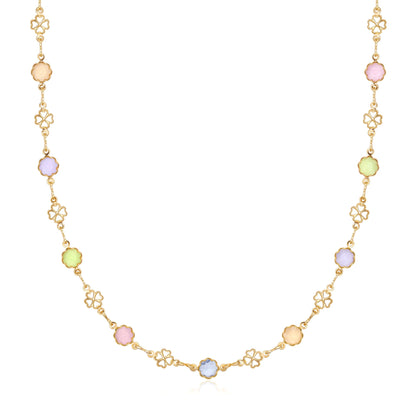 18K Gold Plated Multicolor Flower Necklace