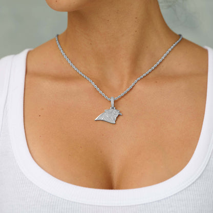 Carolina Panthers Official NFL Micro Logo Pendant in White Gold