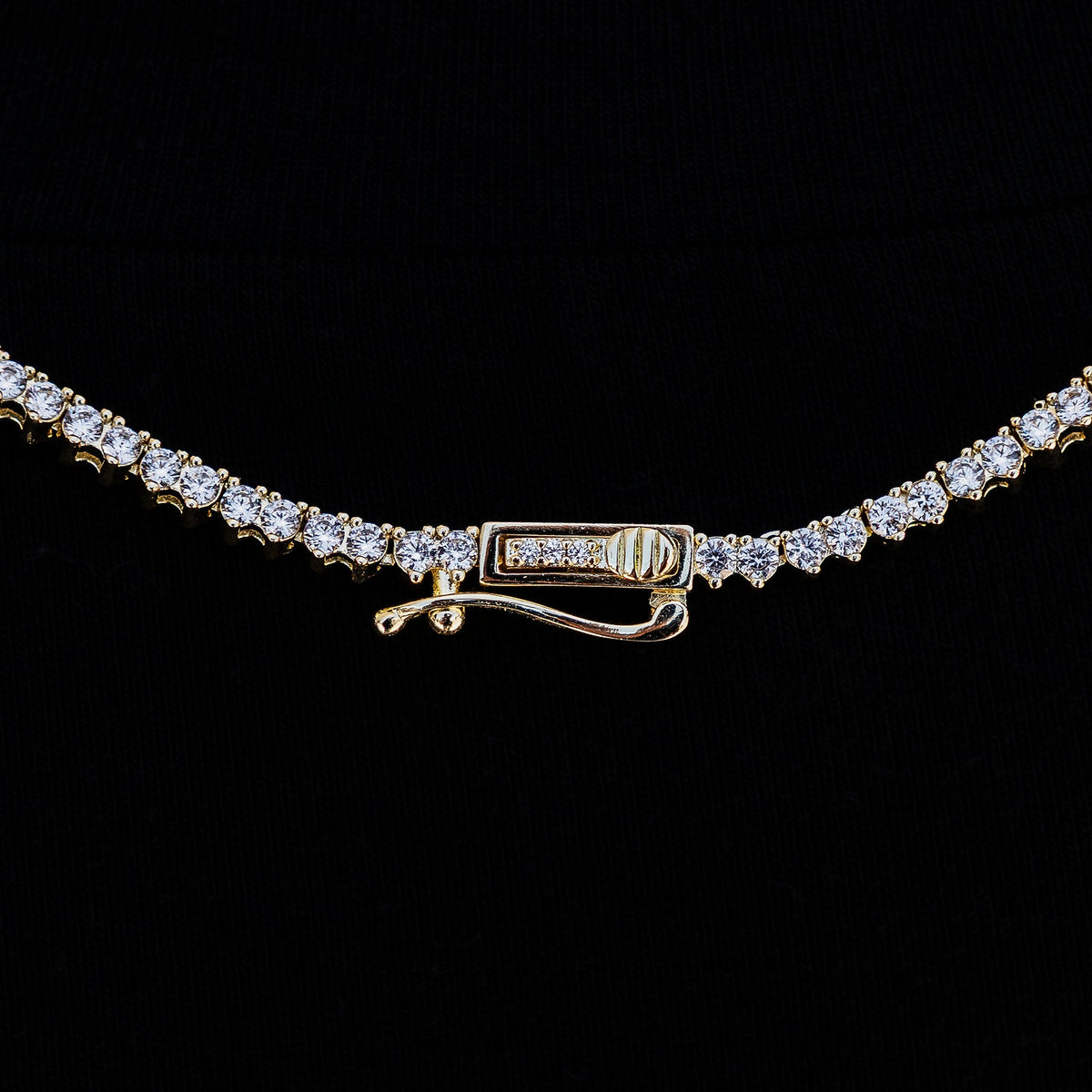 3 Prong Tennis Necklace in Yellow Gold -2mm