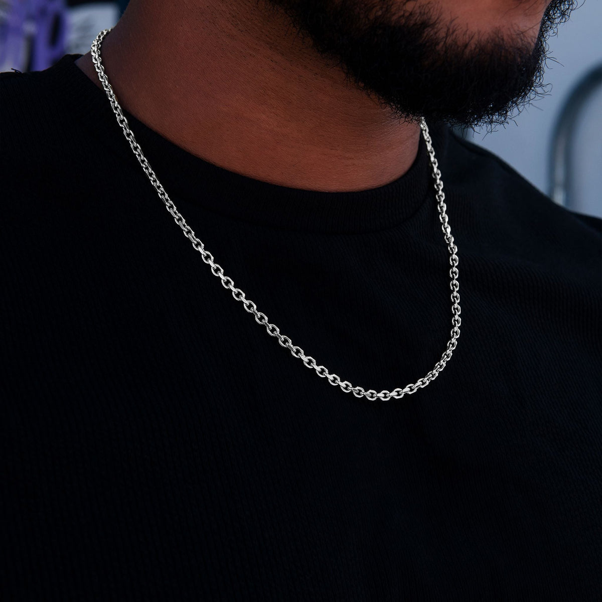 3.6MM Open Box Chain in White Gold