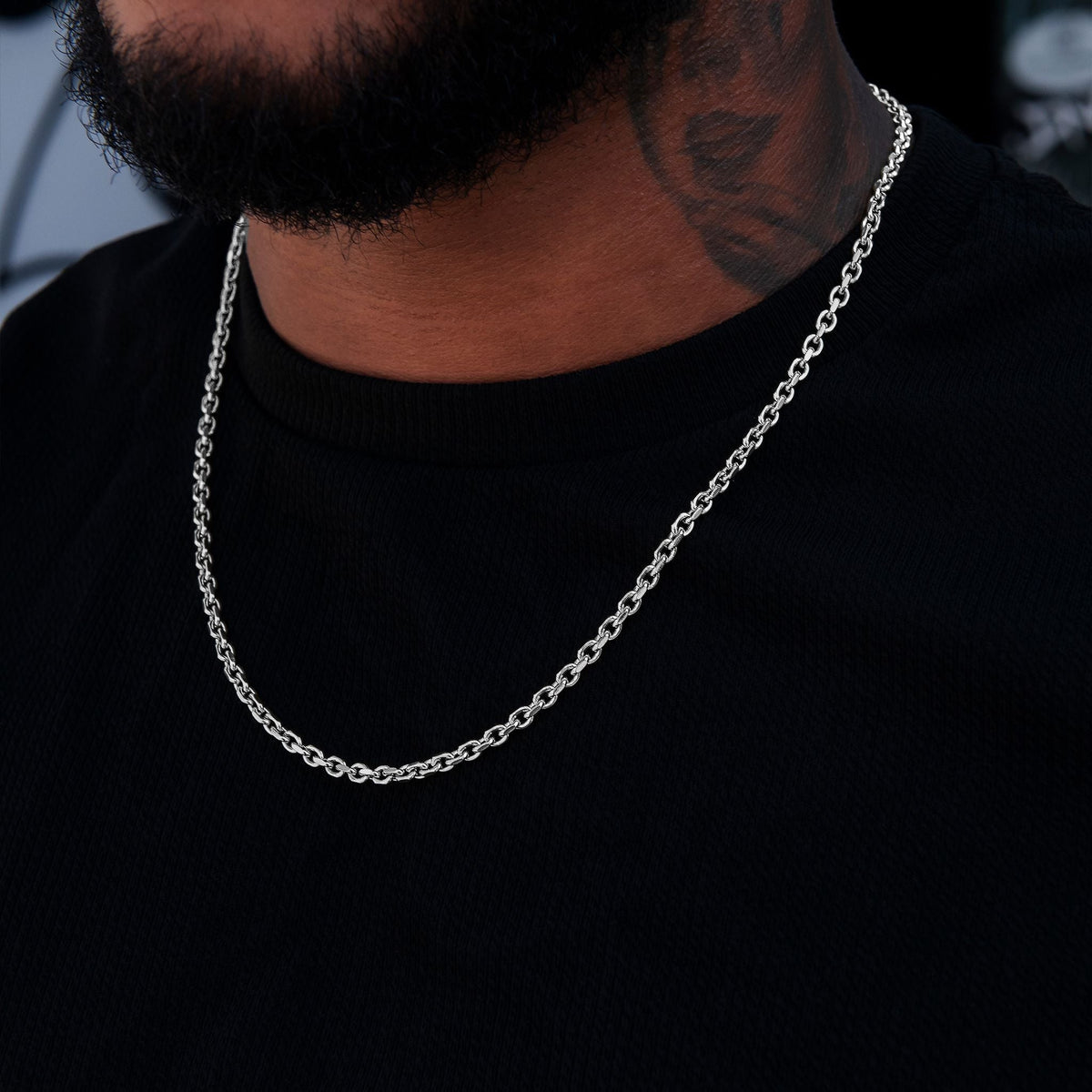 3.6MM Open Box Chain in White Gold
