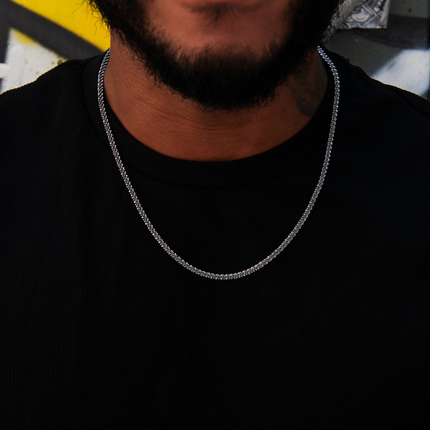 4MM Diamond Cut Popcorn Chain in Black