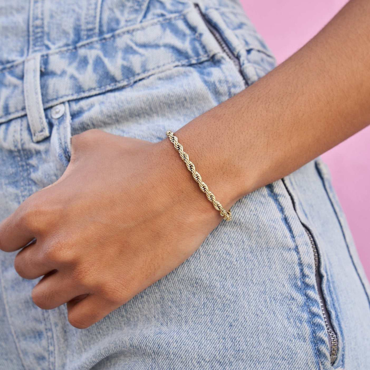 14k Solid Gold Rope Bracelet (4mm)