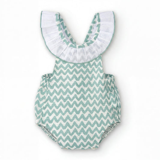 Aquamarine Zig Zag Romper — AGÜ Baby Spanish baby clothes