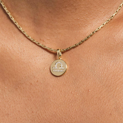 Astrology Coin Pendants in Yellow Gold