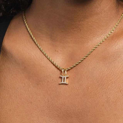 Astrology Pave Pendants in Yellow Gold