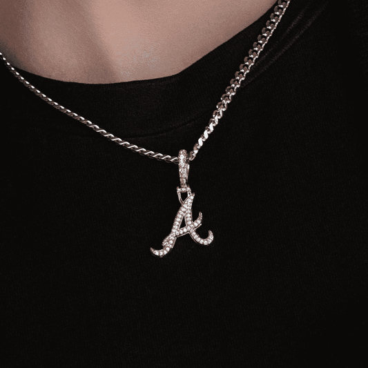 Atlanta Braves Official MLB Micro Logo Pendant in White Gold
