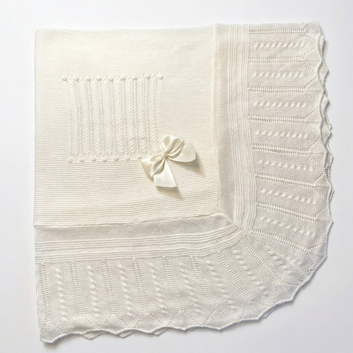 Baby White Stripes With Bow Blanket — AGÜ Baby Spanish baby clothes