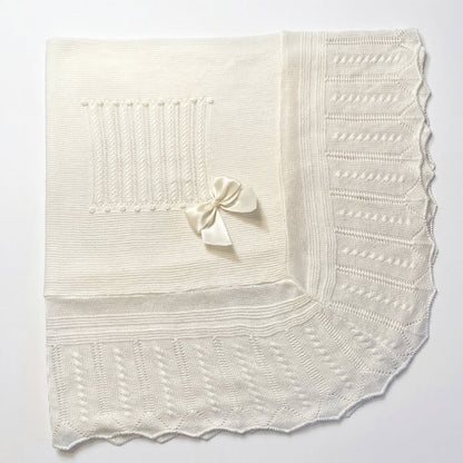 Baby White Stripes With Bow Blanket — AGÜ Baby Spanish baby clothes