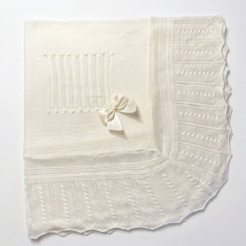 Baby White Stripes With Bow Blanket — AGÜ Baby Spanish baby clothes