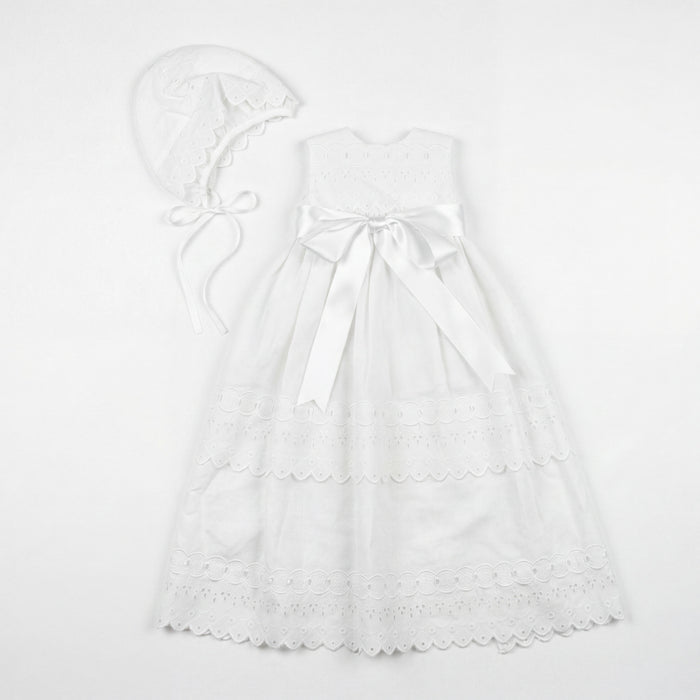 Baton Baptism White Lace Dress — AGÜ Baby Spanish baby clothes