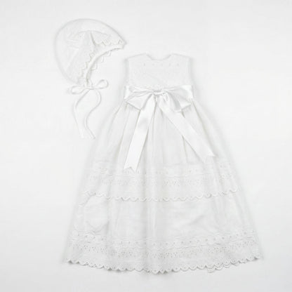 Baton Baptism White Lace Dress — AGÜ Baby Spanish baby clothes