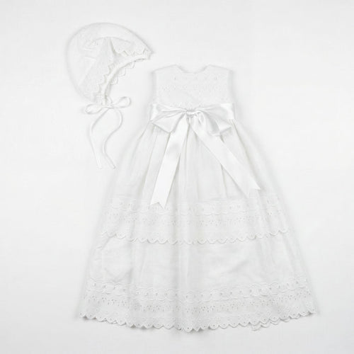 Baton Baptism White Lace Dress — AGÜ Baby Spanish baby clothes