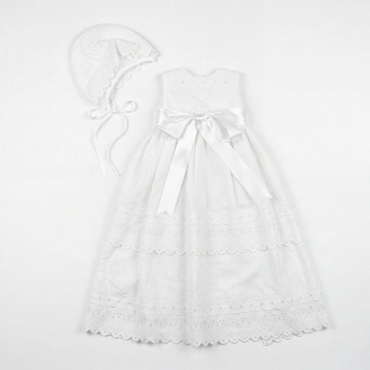 Baton Baptism White Lace Dress — AGÜ Baby Spanish baby clothes