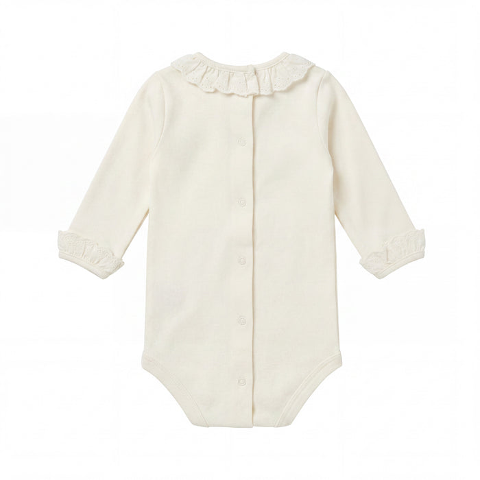 Beige Body Long Sleeve with Peter Pan Collar — view 3 — handcrafted in Spain — AGÜ Baby