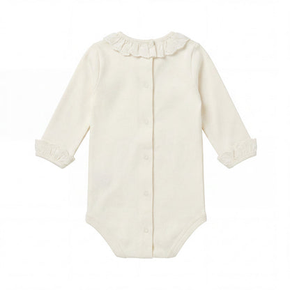 Beige Body Long Sleeve with Peter Pan Collar — view 3 — handcrafted in Spain — AGÜ Baby