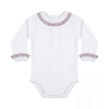 Body Long Sleeve with Burgundy Dots Peter Pan Collar — AGÜ Baby Spanish baby clothes