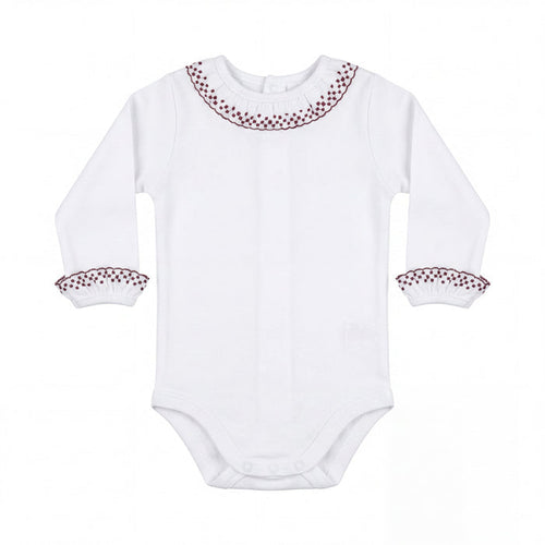 Body Long Sleeve with Burgundy Dots Peter Pan Collar — AGÜ Baby Spanish baby clothes