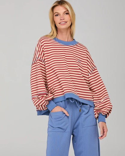 Boom Shankar - Guru Sweater - Washed Maroon Stripe - W26JM22-01