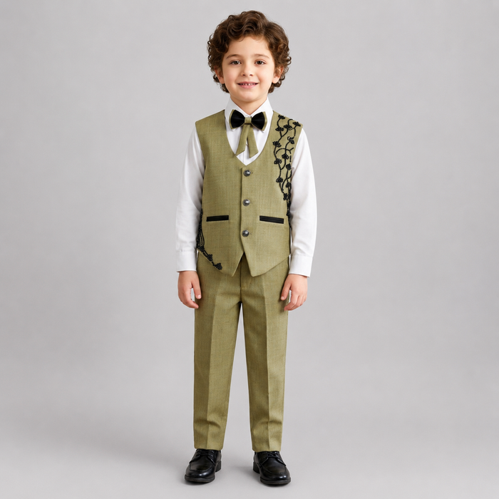 Boys Embroidered Waistcoat Formal Suit Set GE7795
