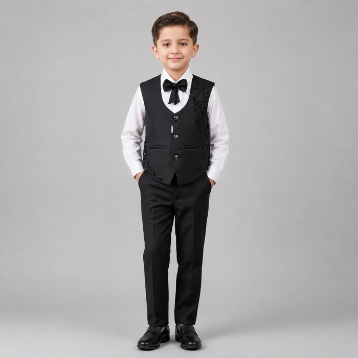 Boys Embroidered Waistcoat Formal Suit Set GE7795