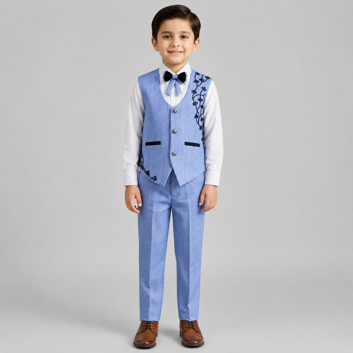 Boys Embroidered Waistcoat Formal Suit Set GE7795