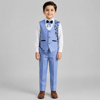 Boys Embroidered Waistcoat Formal Suit Set GE7795