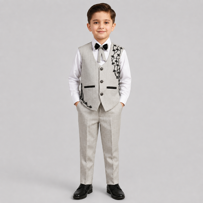 Boys Embroidered Waistcoat Formal Suit Set GE7795