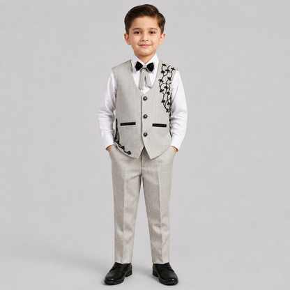 Boys Embroidered Waistcoat Formal Suit Set GE7795