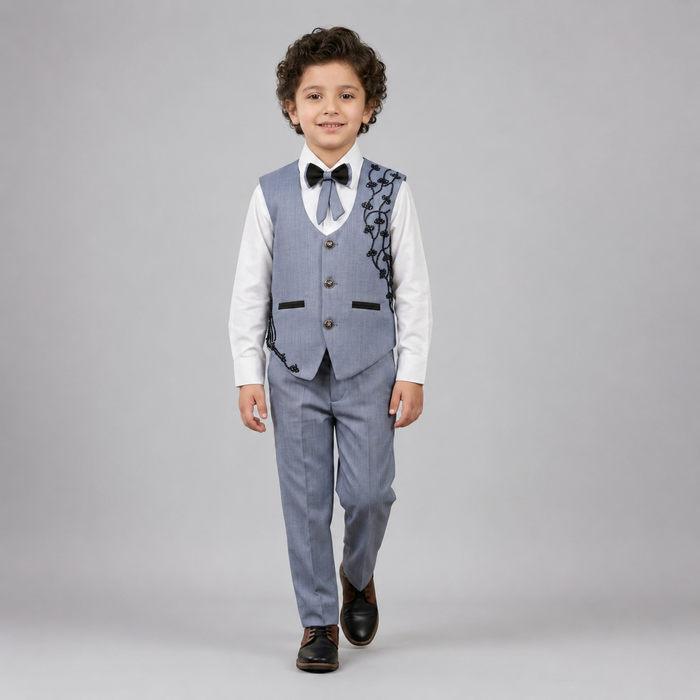 Boys Embroidered Waistcoat Formal Suit Set GE7795