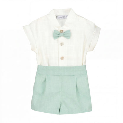Boys "Freddie" Mint Shirt & Shorts — AGÜ Baby Spanish baby clothes