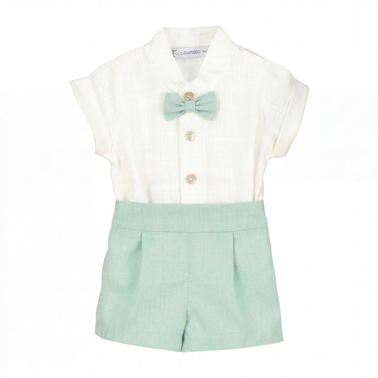 Boys "Freddie" Mint Shirt & Shorts — AGÜ Baby Spanish baby clothes