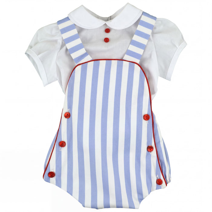 Boys Light Blue Set White Shirt and Romper — AGÜ Baby Spanish baby clothes