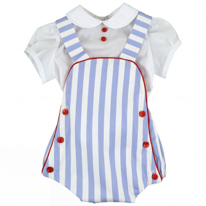 Boys Light Blue Set White Shirt and Romper — AGÜ Baby Spanish baby clothes