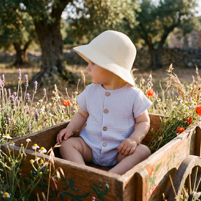 Boys "Peyton" Soft Lightweight Shortie — view 2 — handcrafted in Spain — AGÜ Baby