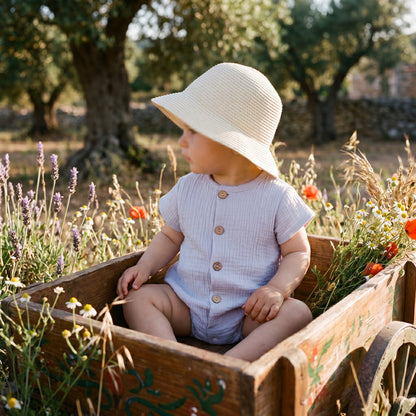 Boys "Peyton" Soft Lightweight Shortie — view 2 — handcrafted in Spain — AGÜ Baby