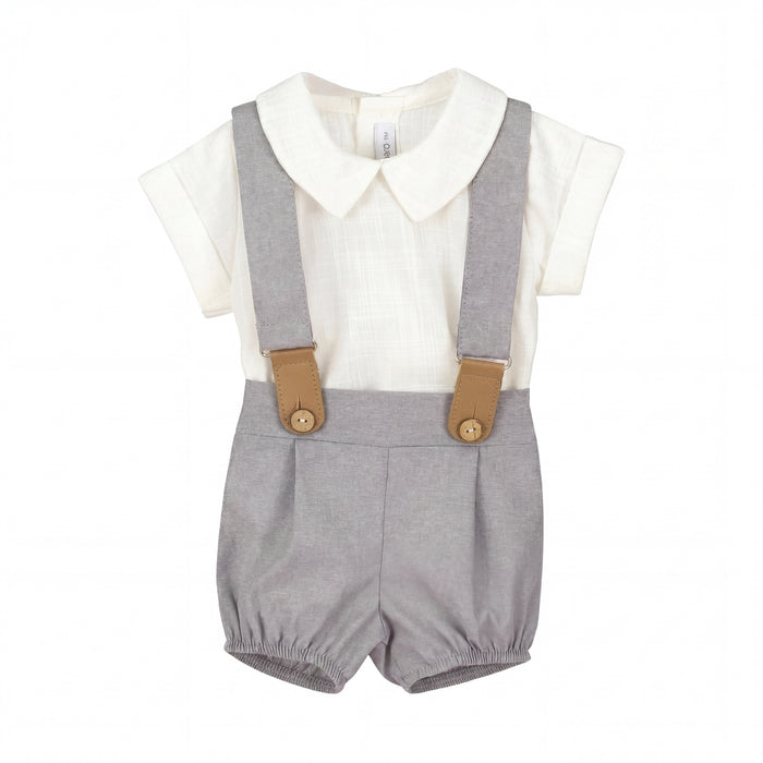 Boys "Rudy" Shirt & Grey Jam Pants With Braces — AGÜ Baby Spanish baby clothes