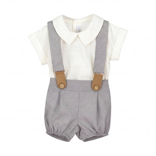 Boys "Rudy" Shirt & Grey Jam Pants With Braces — AGÜ Baby Spanish baby clothes