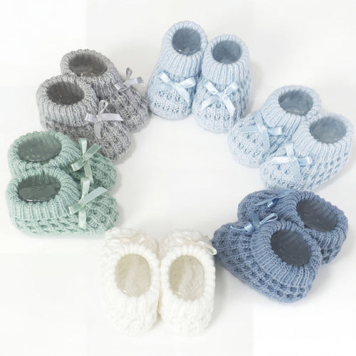 Boys Shoes Knitted with Ribbon Bow 2 - One Size — AGÜ Baby Spanish baby clothes