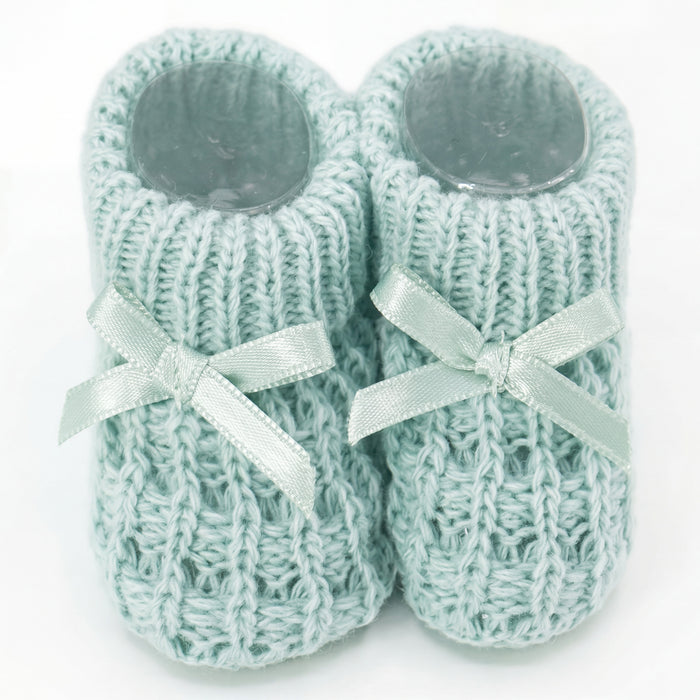Boys Shoes Knitted with Ribbon Bow 2 - One Size — view 4 — handcrafted in Spain — AGÜ Baby