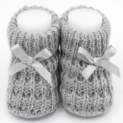 Boys Shoes Knitted with Ribbon Bow 2 - One Size — view 5 — handcrafted in Spain — AGÜ Baby