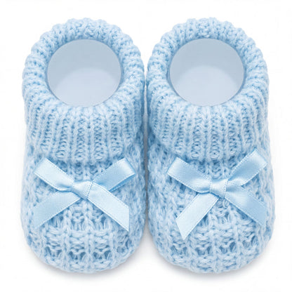 Boys Shoes Knitted with Ribbon Bow 2 - One Size — view 6 — handcrafted in Spain — AGÜ Baby